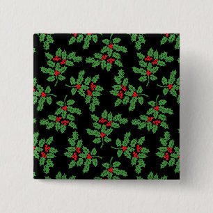 Holly Berries 15 Cm Square Badge