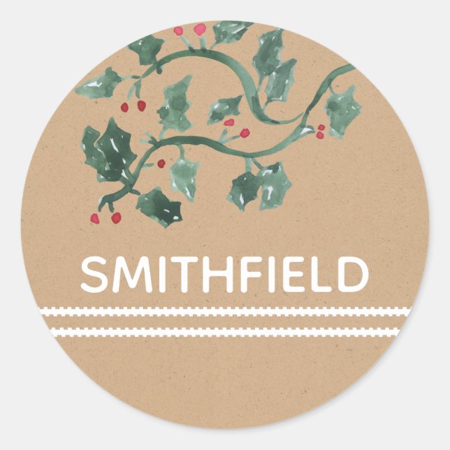 Holly Berries Add Name Customised Sticker (Front)