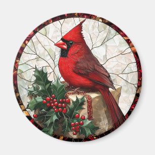 Holly Berries and Cardinal Magnet