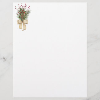 Holly Berries and Evergreen Sprigs  Custom Letterhead