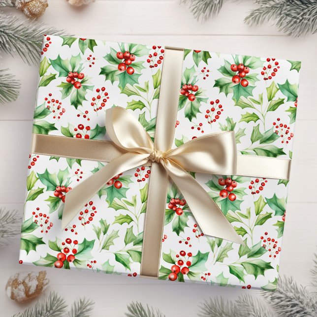 Holly Berries and Foliage Wrapping Paper (Creator Uploaded)