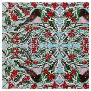 Holly Berries and Junco's Fabric