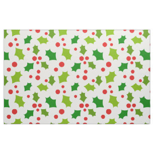 Holly berries and leaves pattern fabric
