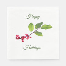 Holly berries branch in red and green