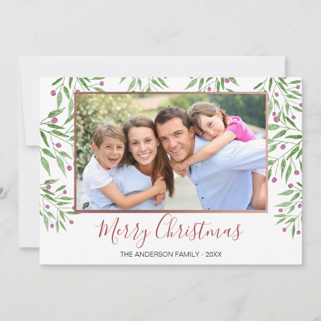 Holly Berries - Branches with Leaves Photo Card (Front)