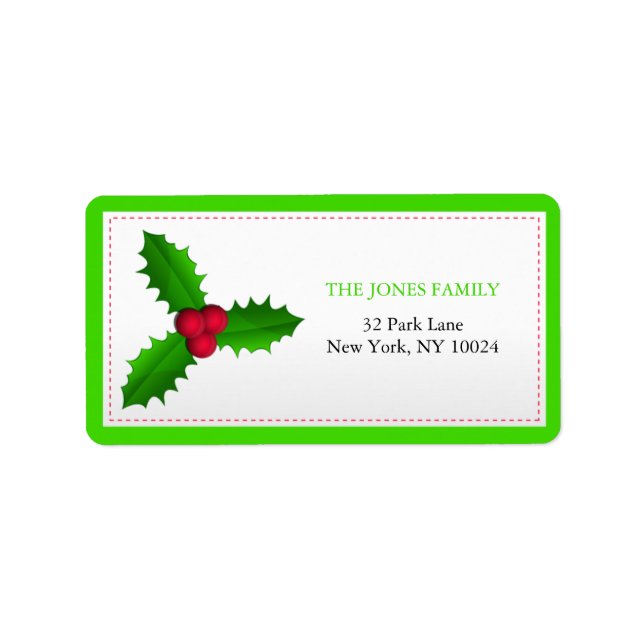 Holly Berries -christmas address labels (Front)