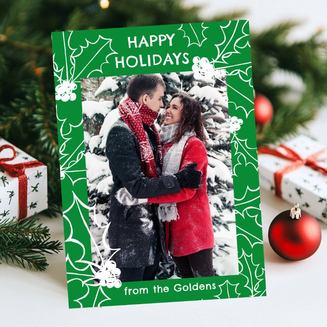 Holly Berries Christmas CUSTOM PHOTO  Holiday Card (Holly Berries Christmas CUSTOM PHOTO Holiday Card
)
