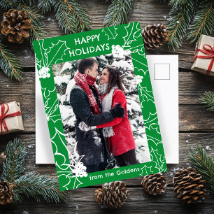 Holly Berries Christmas CUSTOM PHOTO Postcard