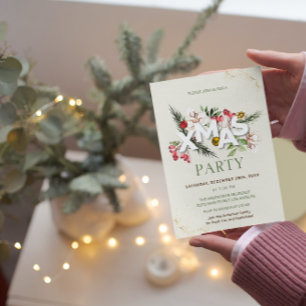 Holly Berries Christmas Invitation
