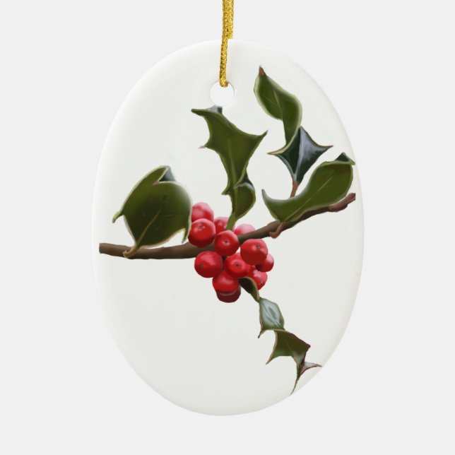 Holly Berries Christmas Ornament (Front)