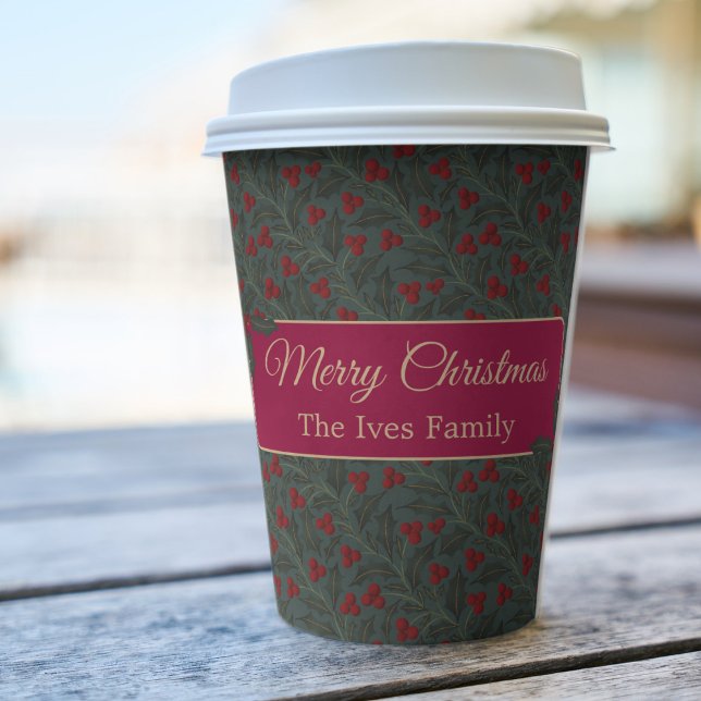 Holly Berries Christmas Paper Cups (Creator Uploaded)