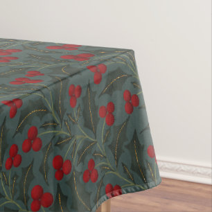 Holly Berries Christmas Tablecloth