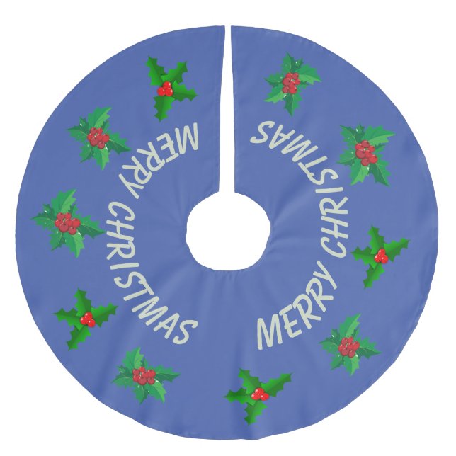 Holly Berries Christmas Tree Skirt (Front)