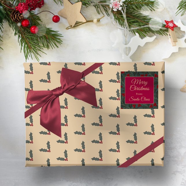 Holly Berries Christmas Wrapping Paper (Creator Uploaded)