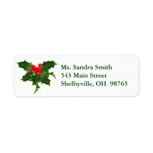 Holly Berries Design Return Address Labels