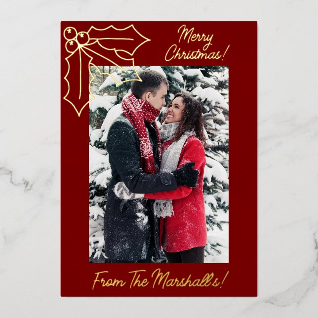 Holly & Berries Festive Red & Gold Christmas (Front)