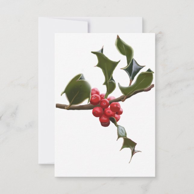 Holly Berries Flat Christmas Card (Front)