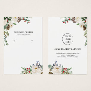 Holly Berries Floral Holiday Earring Display Card