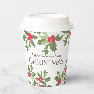 Holly Berries Merry Christmas Paper Cups