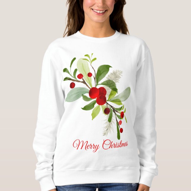 Holly Berries Merry Christmas Sweatshirt (Front)