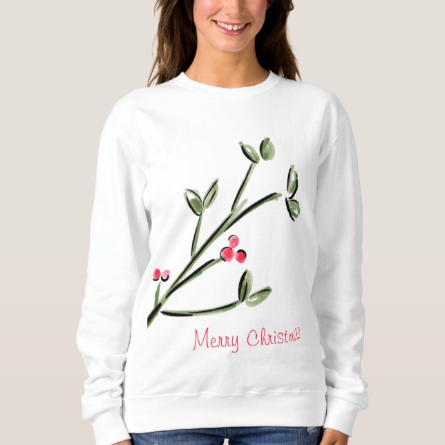 Holly & Berries Merry Christmas  Sweatshirt (Front)