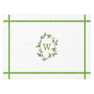 Holly Berries Monogram Holiday Tablecloth