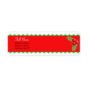 Holly berries red n green border christmas label