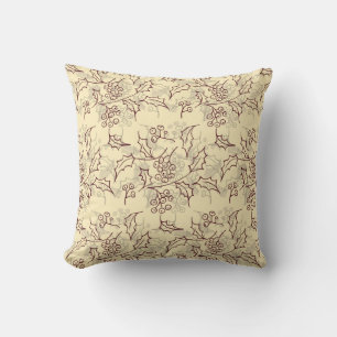 Holly berries seamless design cushion