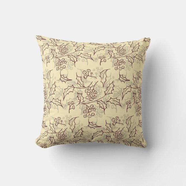 Holly berries seamless design cushion (Front)