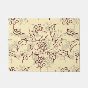 Holly berries seamless design doormat