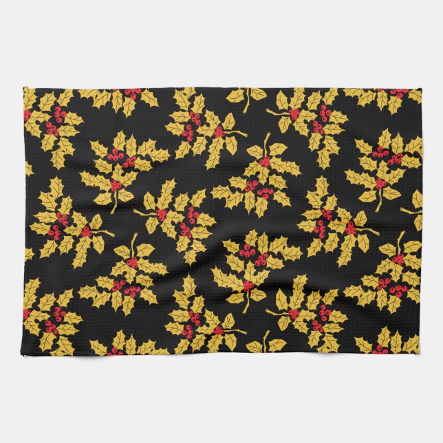 Holly Berries Tea Towel (Horizontal)