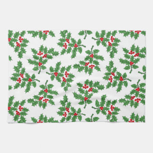 Holly Berries Tea Towel
