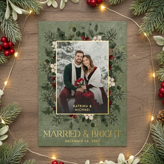Holly Berries Wine Married Bright Christmas Photo (Creator Uploaded)