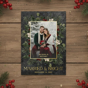 Holly Berries Wine Married Bright Christmas Photo