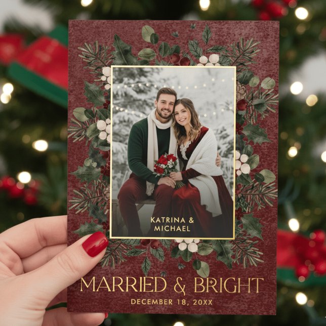 Holly Berries Wine Married Bright Christmas Photo (Creator Uploaded)
