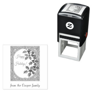 Holly-Berry Art-Nouveau Greeting Self-inking Stamp