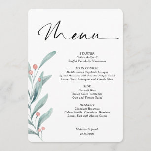 Holly Berry Branch Christmas wedding Menu