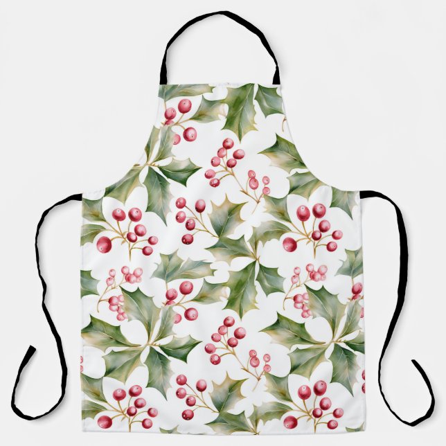 Holly Berry Christmas Apron (Front)