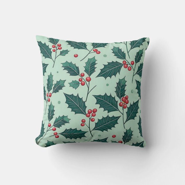 Holly Berry Christmas Cushion (Front)