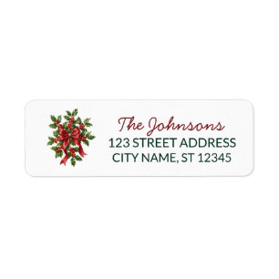 Holly Berry Christmas Family Name Return Address