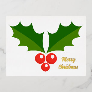 Holly berry Christmas Foil Holiday Post Card