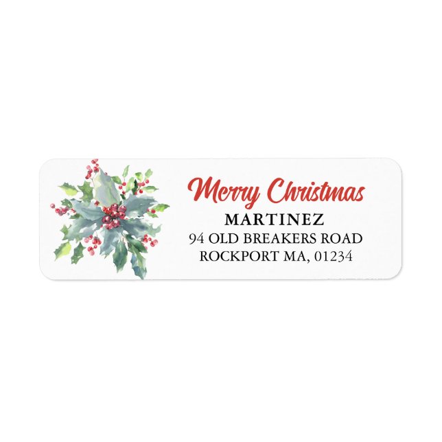 Holly Berry Christmas Holiday Return Address  (Front)