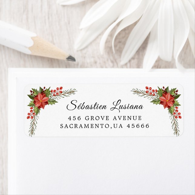 Holly Berry Christmas Holiday Return Address (Insitu)