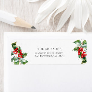 Holly Berry Christmas Holiday Return Address