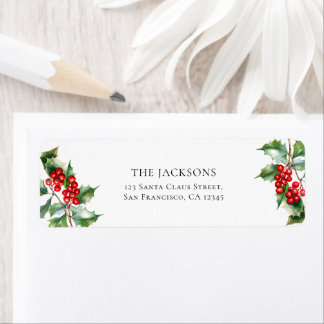 Holly Berry Christmas Holiday Return Address