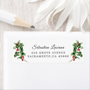 Holly Berry Christmas Holiday Return Address