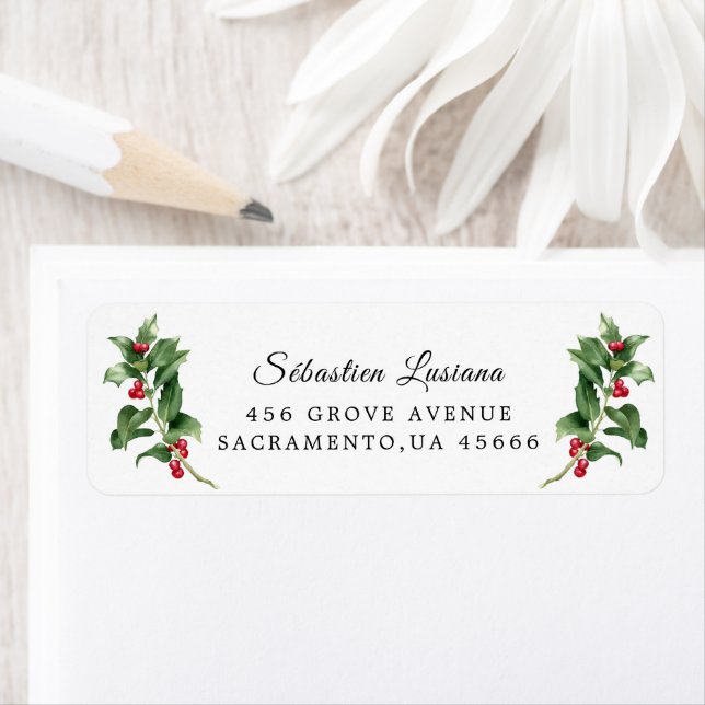 Holly Berry Christmas Holiday Return Address (Insitu)