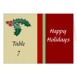Holly Berry Christmas Table Number Cards