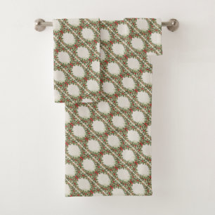 Holly-Berry Decorative Christmas-Holiday Bath Towel Set
