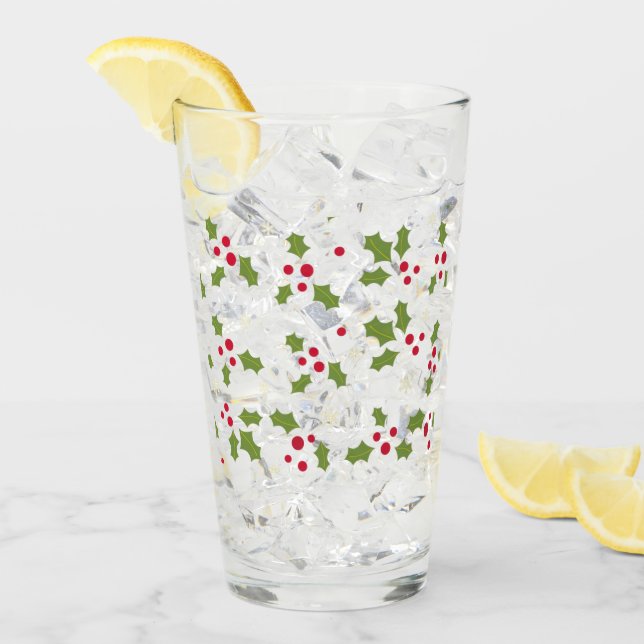 Holly Berry Glass Tumbler (Front Ice)